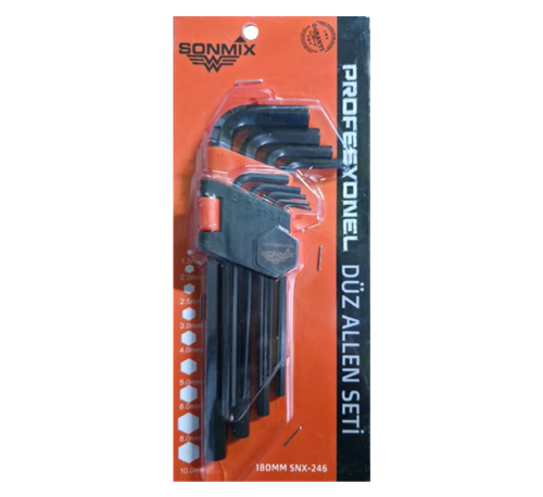 ALLEN ( ALYAN ) SETİ 9 PARÇA DÜZ 180 MM SONMİX / 10 - 5